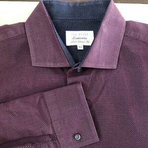 Ted‎ Baker Endurance Classic Fit 16.5 Purple Long Sleeve 100% Cotton Dress Shirt
